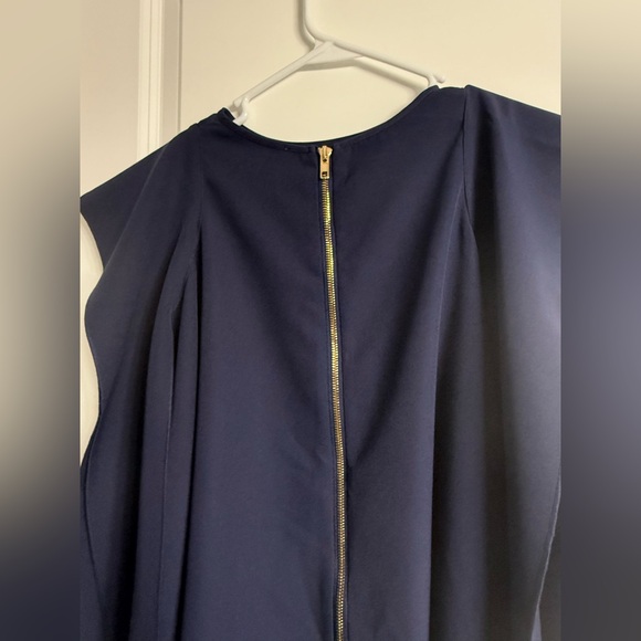 EUC Gracia Drapery Sleeveless Out Shell Navy Blue Poncho Top Size Small - Picture 7 of 12